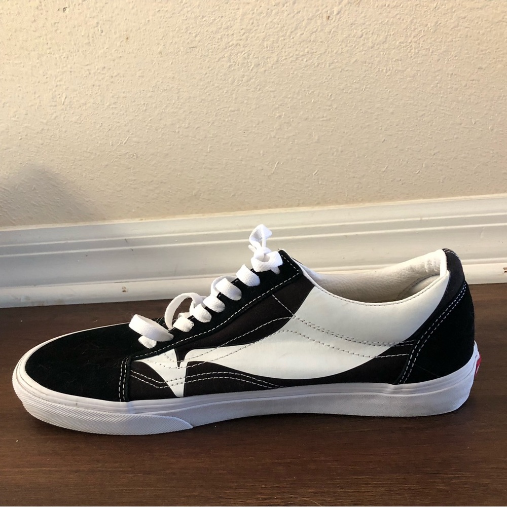 VANS Old Skool Warp Black & White Mens Sneakers Suede Canvas Low Top Shoes Sz 12 - Picture 2 of 8
